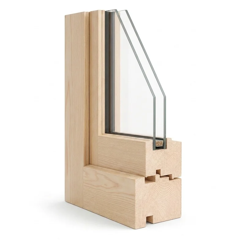 Timber corner sample, cut open